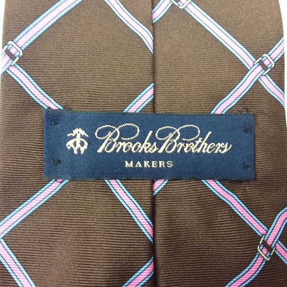 Brooks Brothers Necktie Silk USA Made Brown Pink - Picture 6 of 7